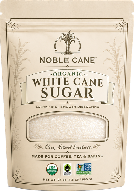 Noble Cane Organic White Cane Sugar, Extra Fine, 24 oz bag